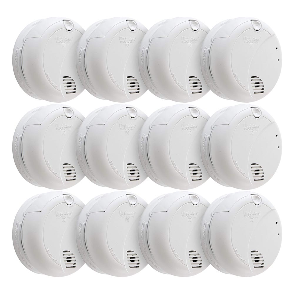 12 Pack Bundle of First Alert Hardwired Photoelectric Smoke Alarm with Battery Backup 7010B