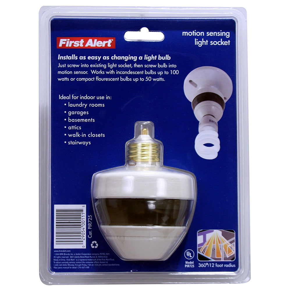 First Alert PIR725 Motion Sensing Light Socket (Compact Fluorescent  Compatible)