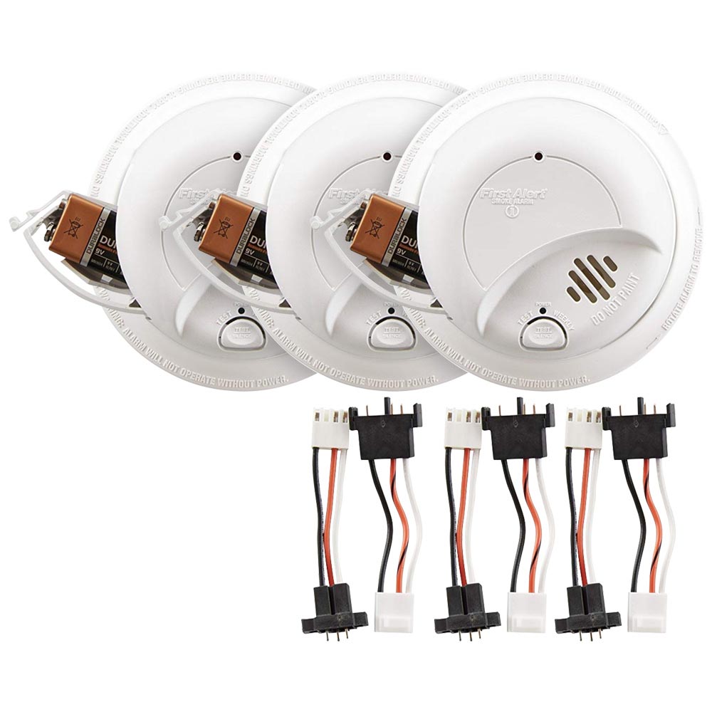 3 Pack Bundle of First Alert Hardwired 120-Volt AC Smoke Alarm with Adapter Plugs, SA9120BPCN